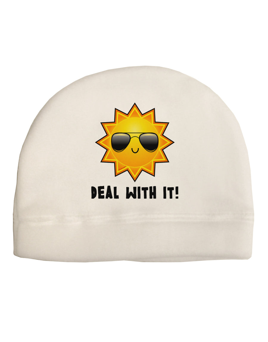 Deal With It Cute Sun Adult Fleece Beanie Cap Hat-Beanie-TooLoud-White-One-Size-Fits-Most-Davson Sales