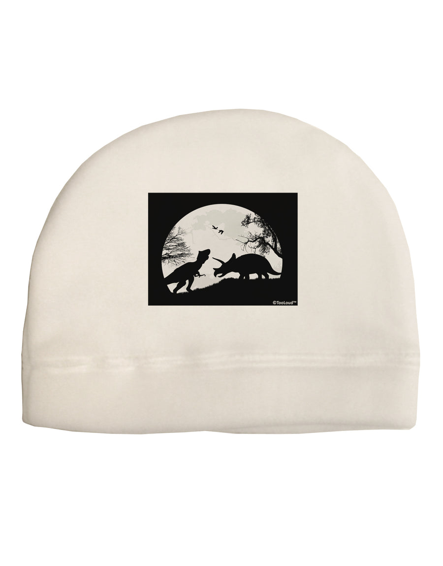 T-Rex and Triceratops Silhouettes Design Child Fleece Beanie Cap Hat by TooLoud-Beanie-TooLoud-White-One-Size-Fits-Most-Davson Sales