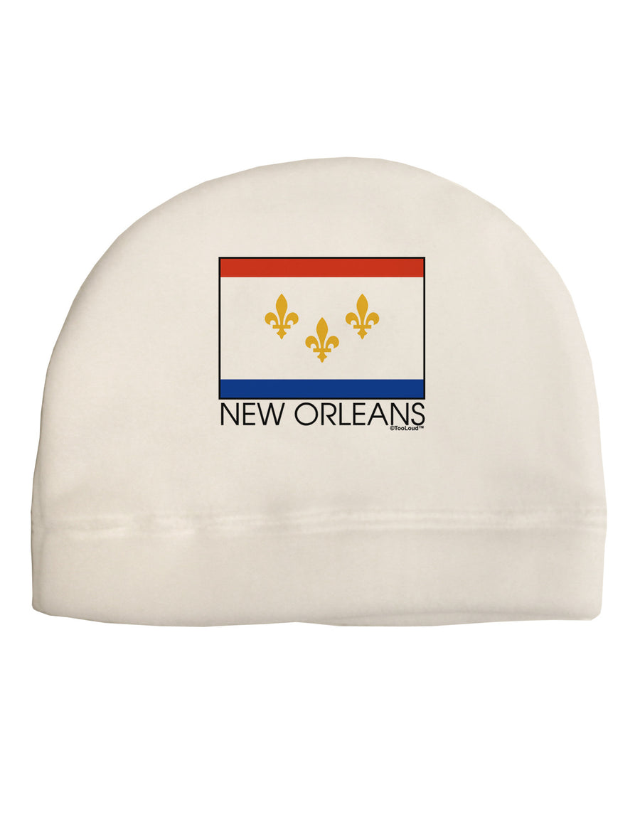 New Orleans Louisiana Flag Text Adult Fleece Beanie Cap Hat-Beanie-TooLoud-White-One-Size-Fits-Most-Davson Sales