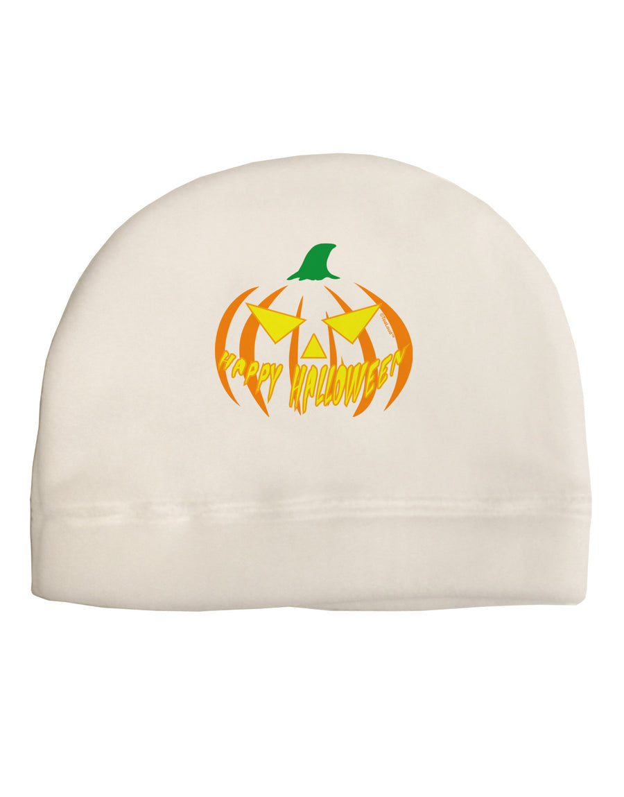 Happy Halloween Jack Yellow Adult Fleece Beanie Cap Hat-Beanie-TooLoud-White-One-Size-Fits-Most-Davson Sales