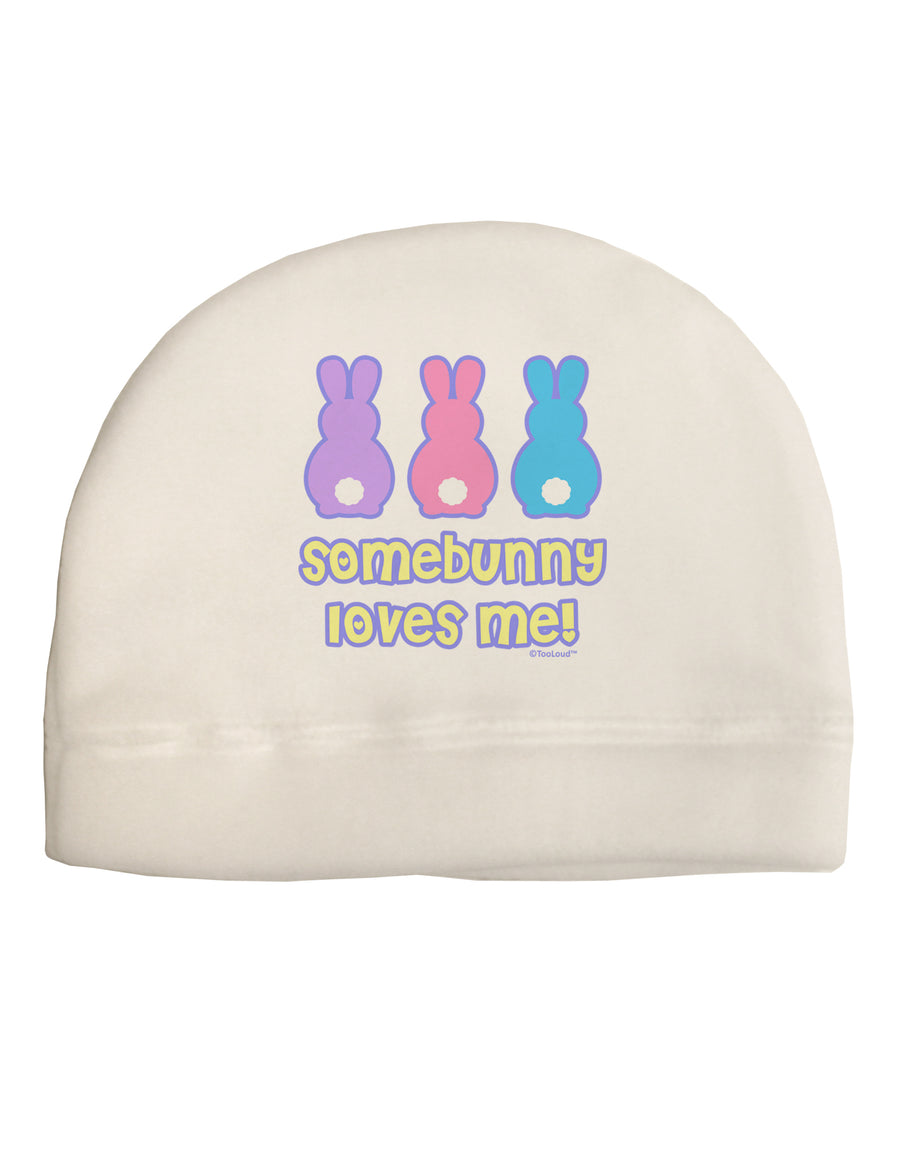 Three Easter Bunnies - Somebunny Loves Me Adult Fleece Beanie Cap Hat by TooLoud-Beanie-TooLoud-White-One-Size-Fits-Most-Davson Sales