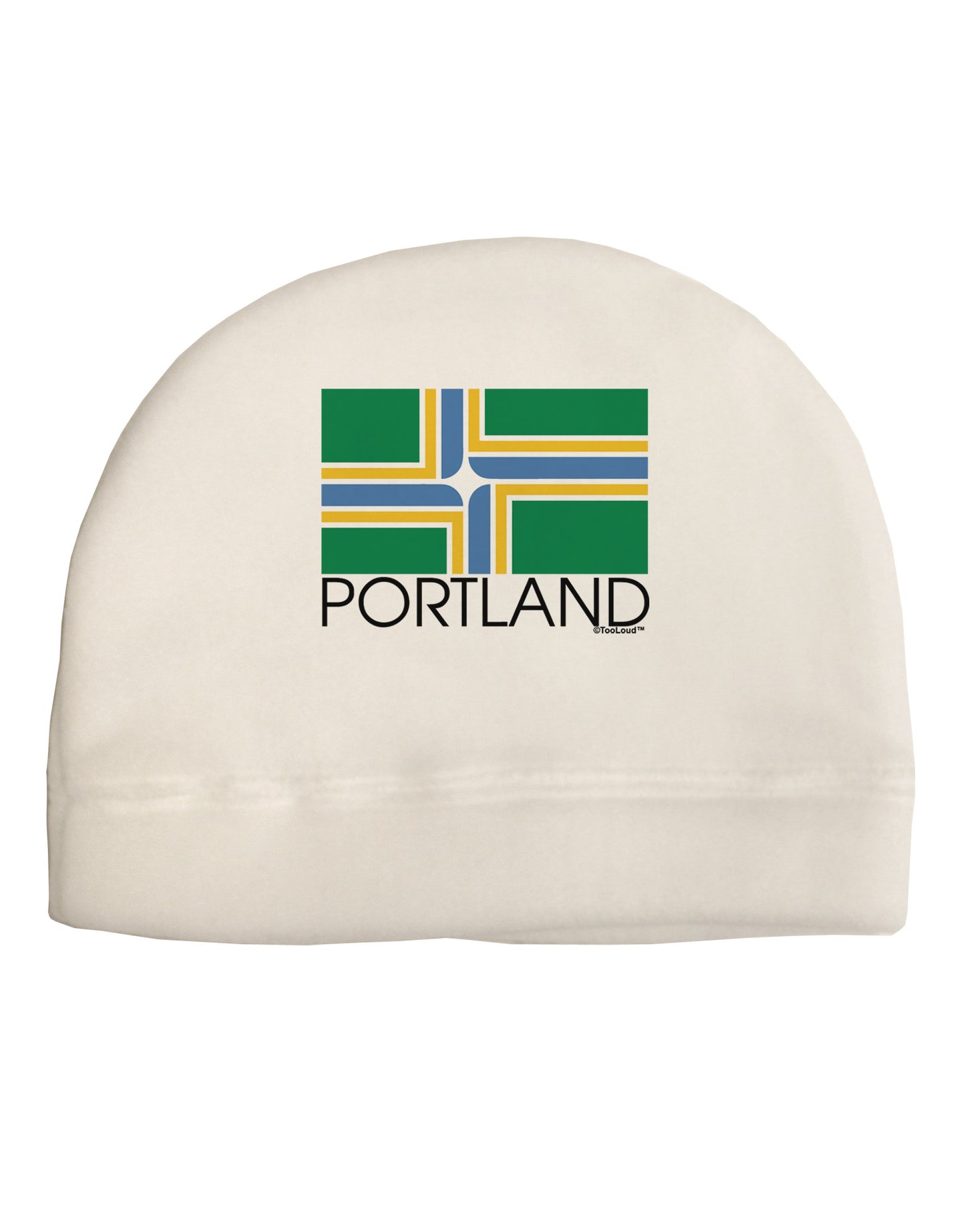 Portland Oregon Flag Text Adult Fleece Beanie Cap Hat-Beanie-TooLoud-White-One-Size-Fits-Most-Davson Sales
