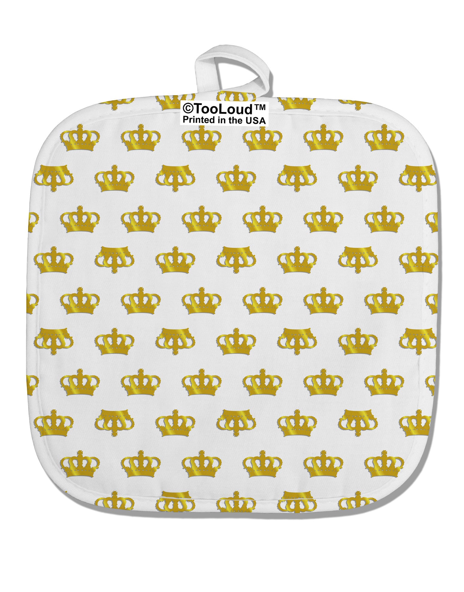 Gold Crowns AOP White Fabric Pot Holder Hot Pad All Over Print by TooLoud-Pot Holder-TooLoud-White-Davson Sales