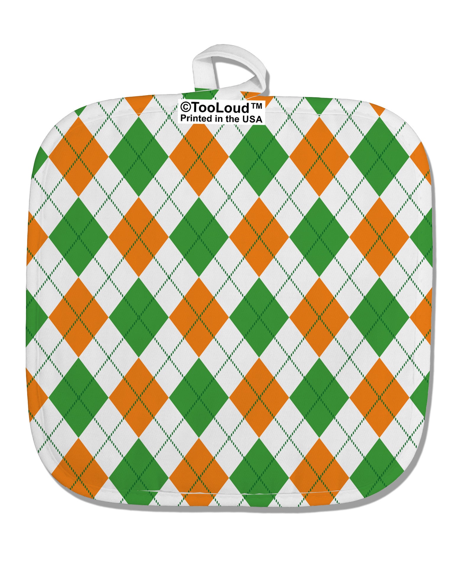 Irish Colors Argyle Pattern White Fabric Pot Holder Hot Pad All Over Print-Pot Holder-TooLoud-White-Davson Sales