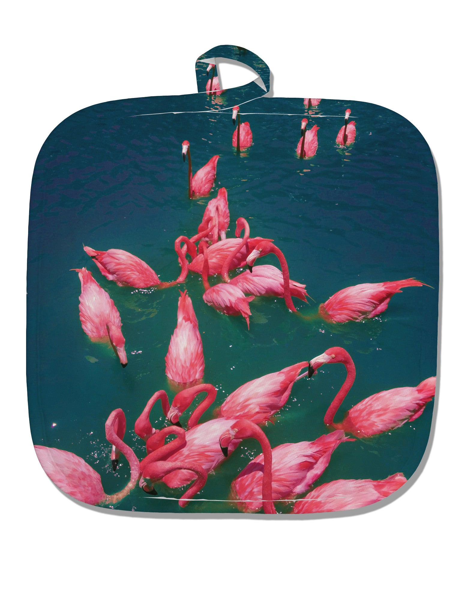 Bright Pink Painted Flamingos White Fabric Pot Holder Hot Pad All Over Print-Pot Holder-TooLoud-White-Davson Sales