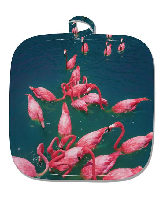 Bright Pink Painted Flamingos White Fabric Pot Holder Hot Pad All Over Print-Pot Holder-TooLoud-White-Davson Sales