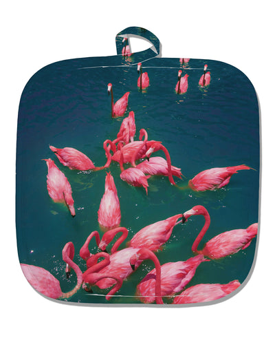 Bright Pink Painted Flamingos White Fabric Pot Holder Hot Pad All Over Print-Pot Holder-TooLoud-White-Davson Sales