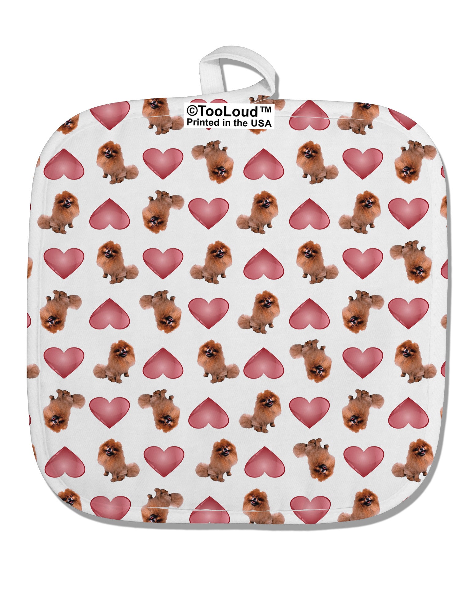 Pomeranian Hearts AOP White Fabric Pot Holder Hot Pad All Over Print-Pot Holder-TooLoud-White-Davson Sales