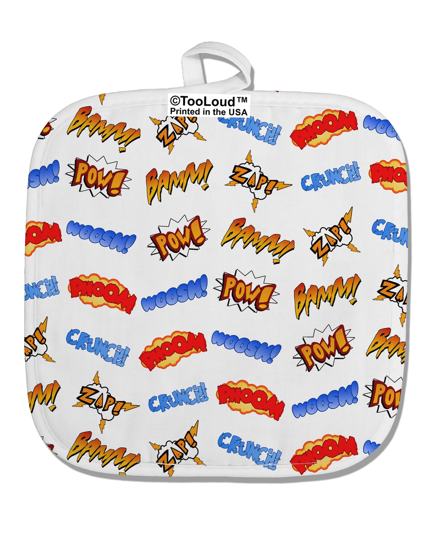 Onomatopoeia All Over Print White Fabric Pot Holder Hot Pad All Over Print-Pot Holder-TooLoud-White-Davson Sales