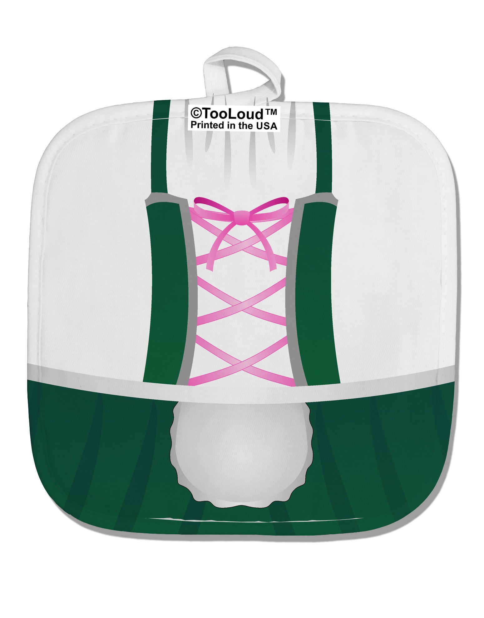 Dirndl Costume Green White Fabric Pot Holder Hot Pad All Over Print by TooLoud-Pot Holder-TooLoud-White-Davson Sales