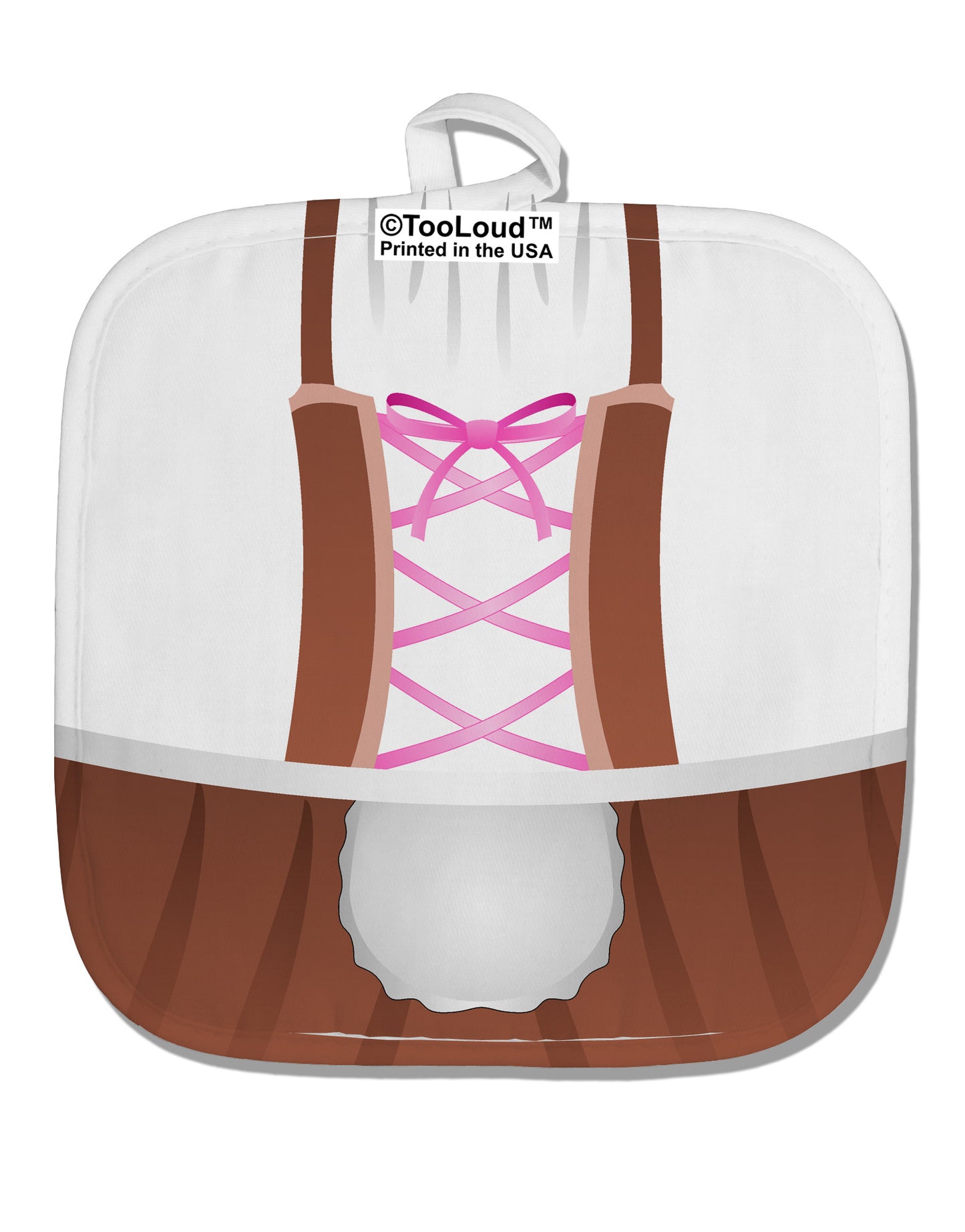Dirndl Costume Brown White Fabric Pot Holder Hot Pad All Over Print by TooLoud-Pot Holder-TooLoud-White-Davson Sales