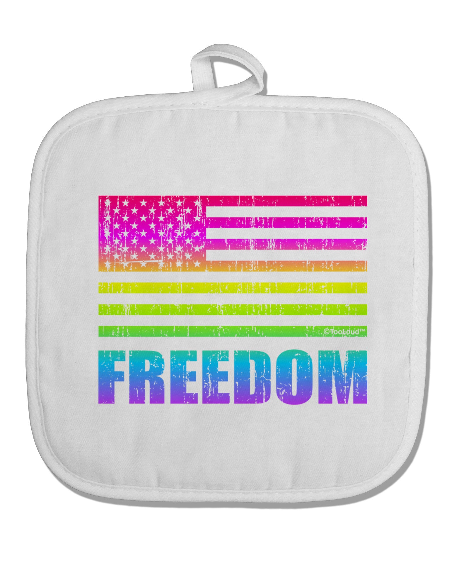 American Pride - Rainbow Flag - Freedom White Fabric Pot Holder Hot Pad-Pot Holder-TooLoud-White-Davson Sales