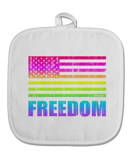 American Pride - Rainbow Flag - Freedom White Fabric Pot Holder Hot Pad-Pot Holder-TooLoud-White-Davson Sales