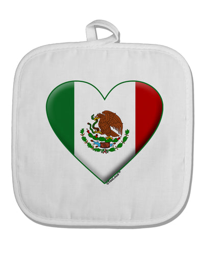 Mexican Flag Heart - Beveled White Fabric Pot Holder Hot Pad by TooLoud-Pot Holder-TooLoud-White-Davson Sales