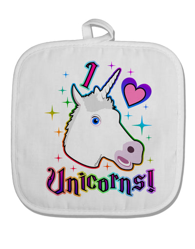 I love Unicorns White Fabric Pot Holder Hot Pad-Pot Holder-TooLoud-White-Davson Sales