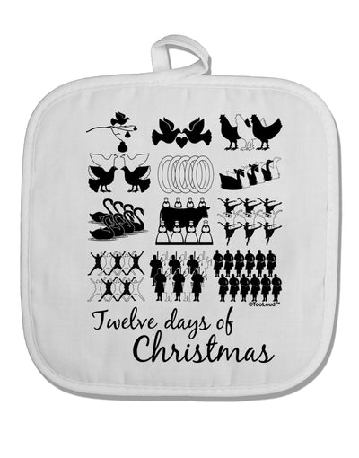 TooLoud Twelve Days of Christmas Text White Fabric Pot Holder Hot Pad-Pot Holder-TooLoud-White-Davson Sales