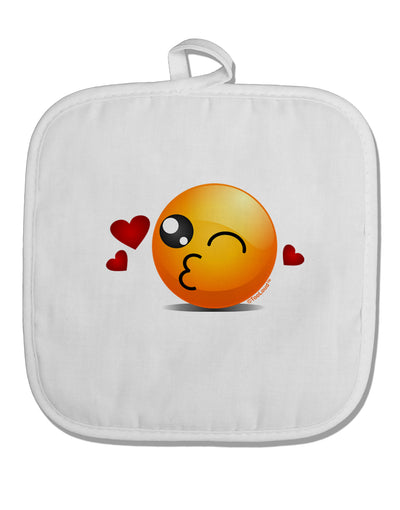 Kissy Face Emoji White Fabric Pot Holder Hot Pad-Pot Holder-TooLoud-White-Davson Sales