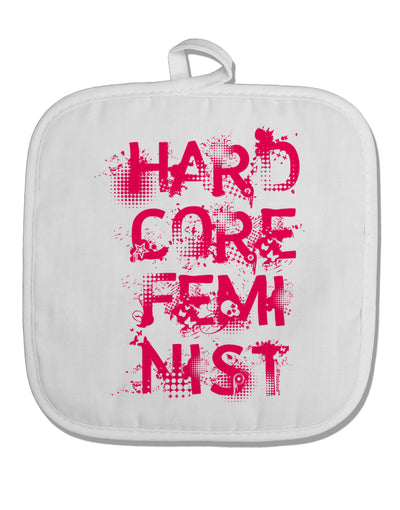 Hardcore Feminist - Pink White Fabric Pot Holder Hot Pad-Pot Holder-TooLoud-White-Davson Sales