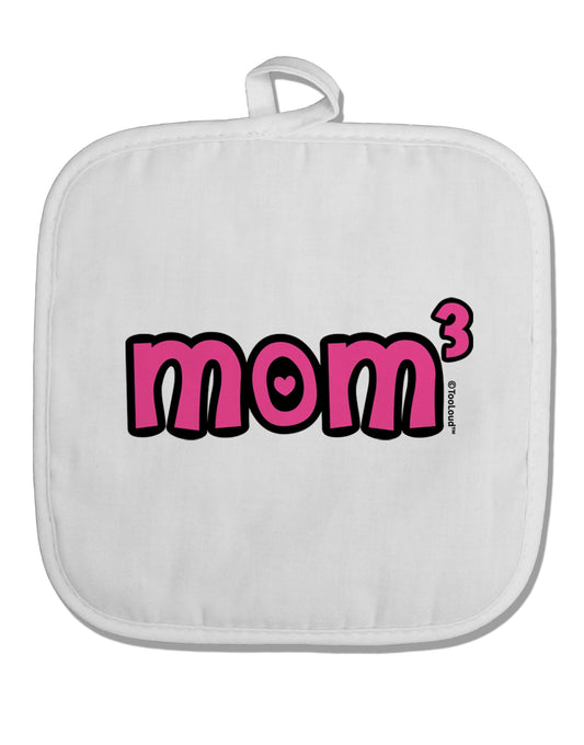 Mom Cubed - Cute Mom of Three Design White Fabric Pot Holder Hot Pad by TooLoud-Pot Holder-TooLoud-White-Davson Sales