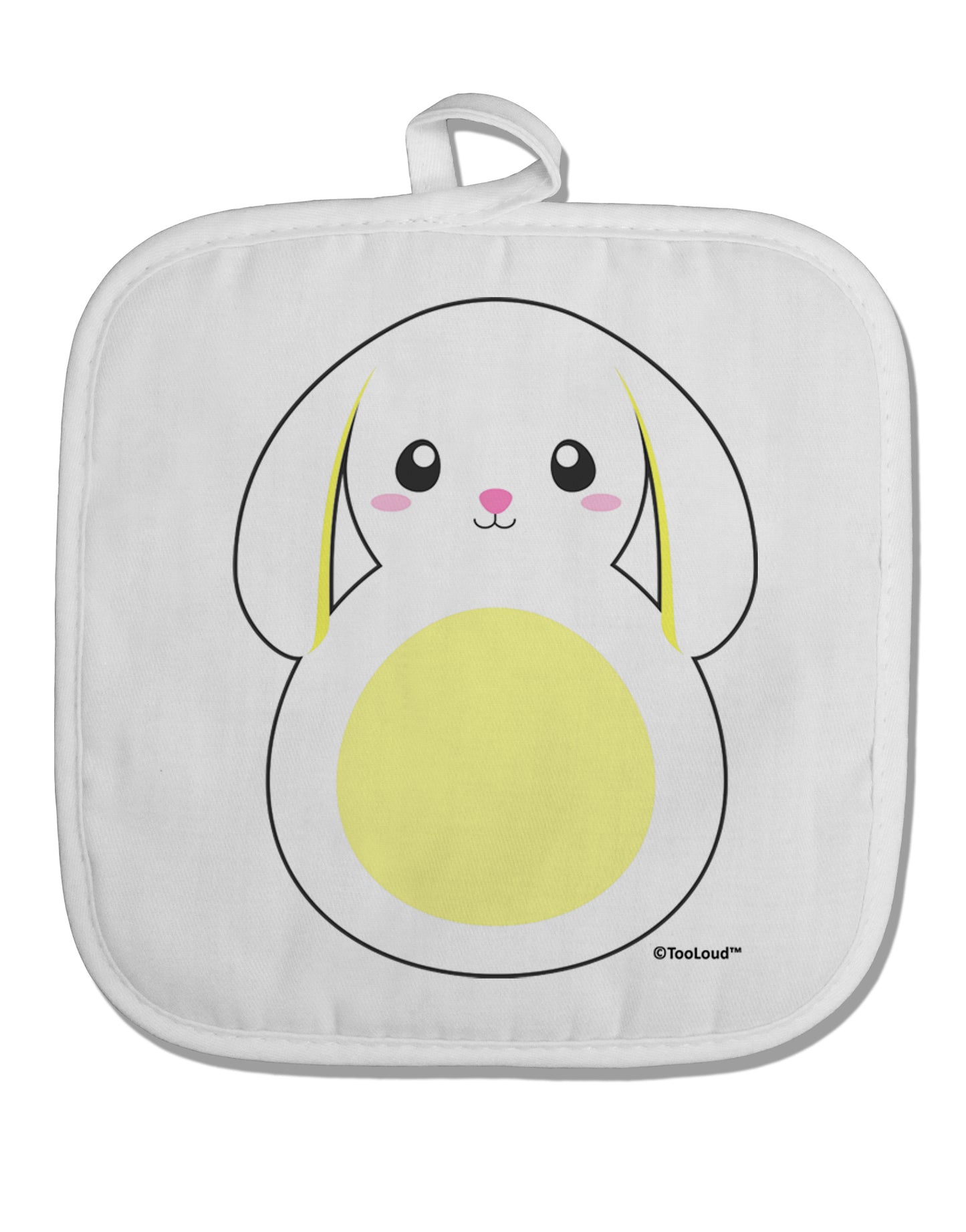 Cute Bunny with Floppy Ears - Yellow White Fabric Pot Holder Hot Pad by TooLoud-Pot Holder-TooLoud-White-Davson Sales