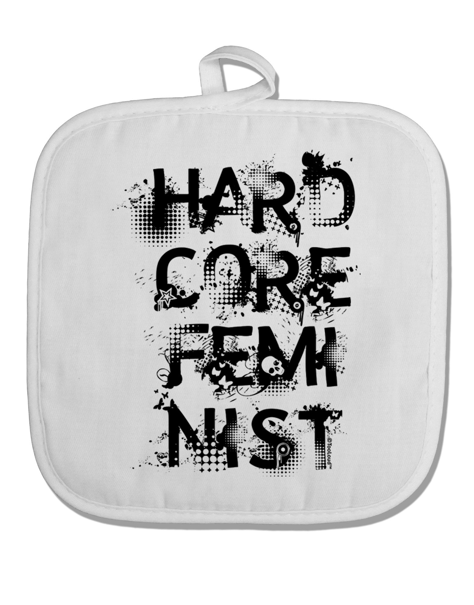 Hardcore Feminist White Fabric Pot Holder Hot Pad-Pot Holder-TooLoud-White-Davson Sales