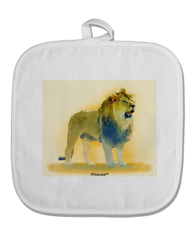 Lion Watercolor 1 White Fabric Pot Holder Hot Pad-Pot Holder-TooLoud-White-Davson Sales