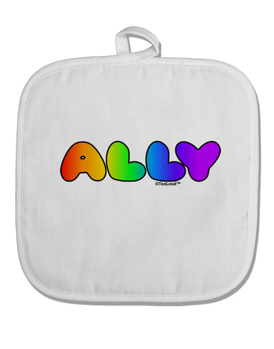 LGBT Ally Rainbow Text White Fabric Pot Holder Hot Pad by TooLoud-Pot Holder-TooLoud-White-Davson Sales