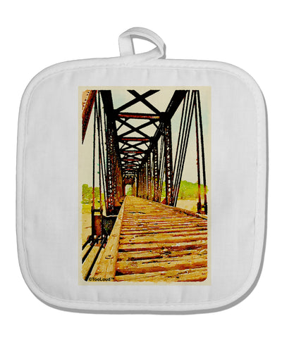 Colorado Bridge Watercolor White Fabric Pot Holder Hot Pad-Pot Holder-TooLoud-White-Davson Sales