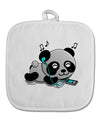 Cute Panda With Ear Buds White Fabric Pot Holder Hot Pad-Pot Holder-TooLoud-White-Davson Sales