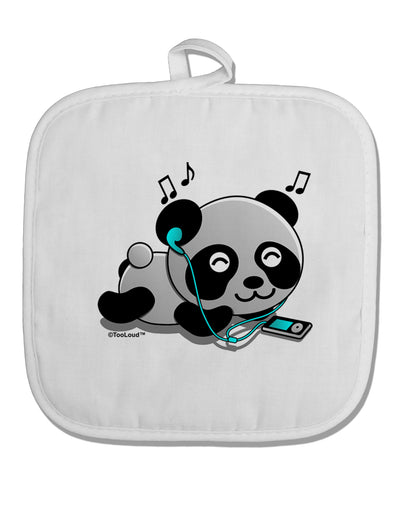 Cute Panda With Ear Buds White Fabric Pot Holder Hot Pad-Pot Holder-TooLoud-White-Davson Sales