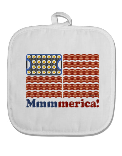 American Breakfast Flag - Bacon and Eggs - Mmmmerica White Fabric Pot Holder Hot Pad-Pot Holder-TooLoud-White-Davson Sales