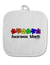 Autism Awareness Month - Colorful Puzzle Pieces White Fabric Pot Holder Hot Pad by TooLoud-Pot Holder-TooLoud-White-Davson Sales