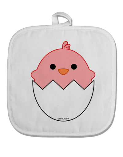 Cute Hatching Chick - Pink White Fabric Pot Holder Hot Pad by TooLoud-Pot Holder-TooLoud-White-Davson Sales