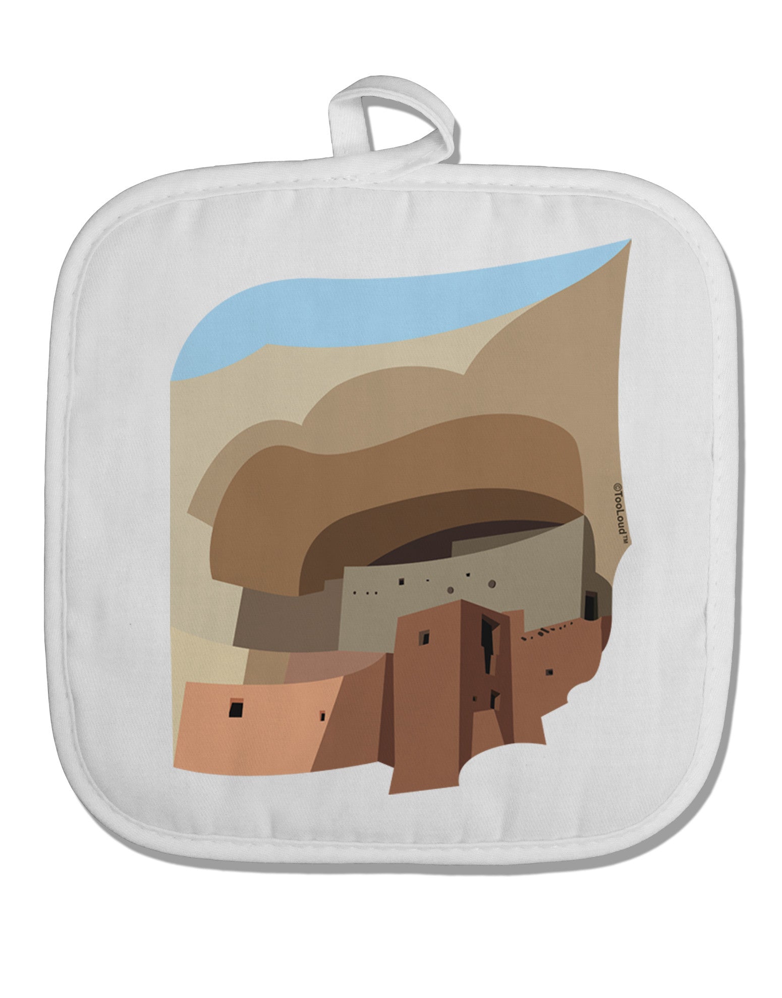 Montezuma Castle Artwork White Fabric Pot Holder Hot Pad-Pot Holder-TooLoud-White-Davson Sales