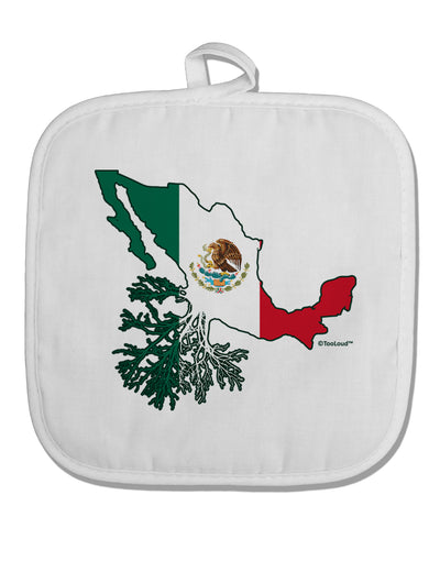 Mexican Roots - Mexico Outline Mexican Flag White Fabric Pot Holder Hot Pad by TooLoud-Pot Holder-TooLoud-White-Davson Sales