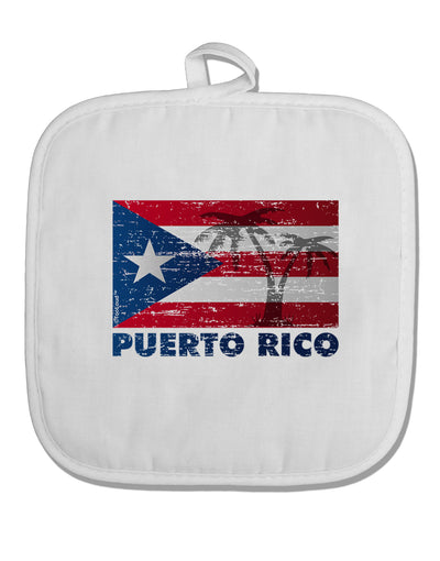 Distressed Puerto Rico Flag White Fabric Pot Holder Hot Pad-Pot Holder-TooLoud-White-Davson Sales