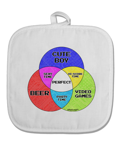 Beer Boy and Games Diagram White Fabric Pot Holder Hot Pad-Pot Holder-TooLoud-White-Davson Sales