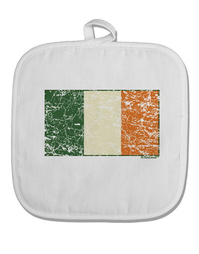 Distressed Irish Flag - Flag of Ireland White Fabric Pot Holder Hot Pad-Pot Holder-TooLoud-White-Davson Sales