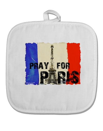 Pray For Paris Watercolor White Fabric Pot Holder Hot Pad-Pot Holder-TooLoud-White-Davson Sales