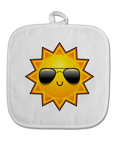 Sun With Sunglasses White Fabric Pot Holder Hot Pad by TooLoud-Pot Holder-TooLoud-White-Davson Sales