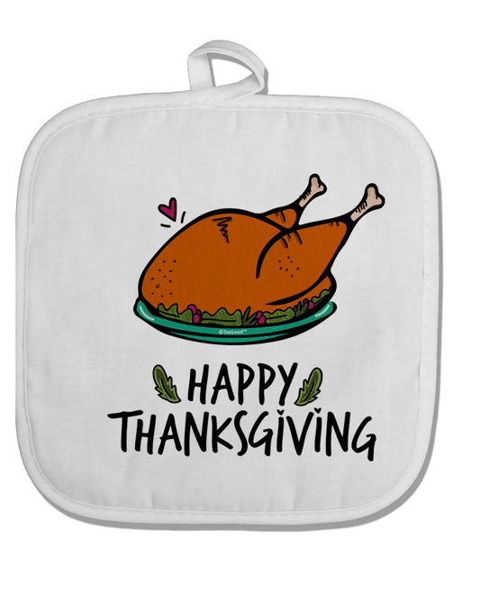 TooLoud Happy Thanksgiving White Fabric Pot Holder Hot Pad-PotHolders-TooLoud-Davson Sales