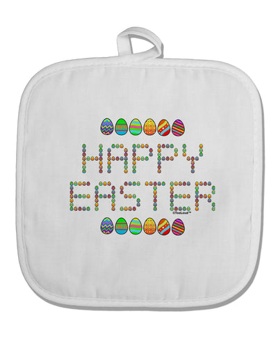 Happy Easter Eggs White Fabric Pot Holder Hot Pad-Pot Holder-TooLoud-White-Davson Sales