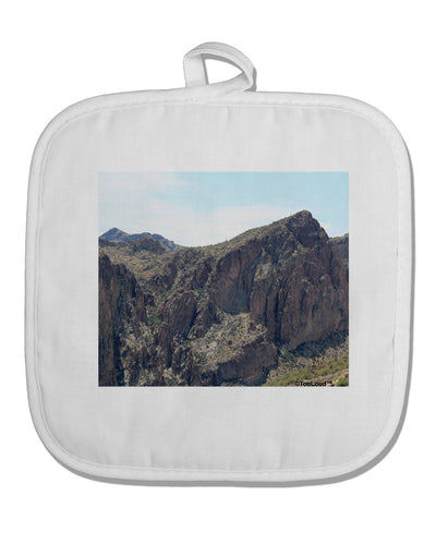 Arizona Saguaro Lake Mountains White Fabric Pot Holder Hot Pad-Pot Holder-TooLoud-White-Davson Sales