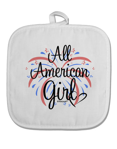 All American Girl - Fireworks and Heart White Fabric Pot Holder Hot Pad by TooLoud-Pot Holder-TooLoud-White-Davson Sales