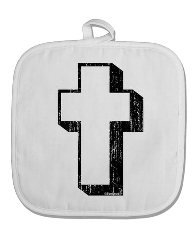 Simple Cross Design Black Distressed White Fabric Pot Holder Hot Pad by TooLoud-Pot Holder-TooLoud-White-Davson Sales