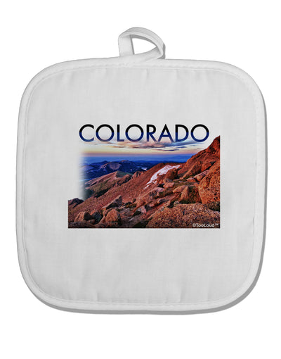 Colorado Mtn Sunset Cutout White Fabric Pot Holder Hot Pad-Pot Holder-TooLoud-White-Davson Sales