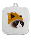 Disgruntled Cat Wearing Turkey Hat White Fabric Pot Holder Hot Pad by TooLoud-Pot Holder-TooLoud-White-Davson Sales