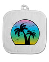 Palm Trees Silhouette - Beach Sunset Design White Fabric Pot Holder Hot Pad-Pot Holder-TooLoud-White-Davson Sales