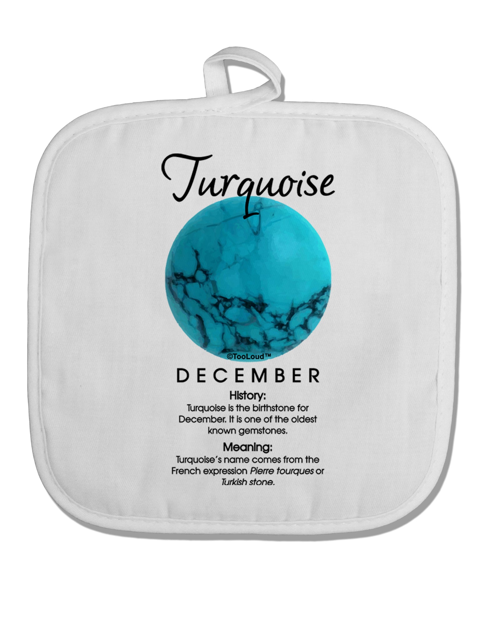 Birthstone Turquoise White Fabric Pot Holder Hot Pad by TooLoud-Pot Holder-TooLoud-White-Davson Sales