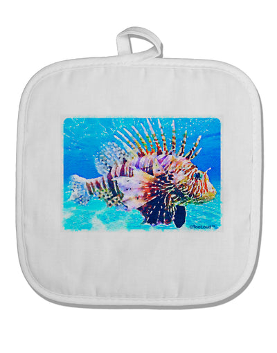 Lionfish in Watercolor White Fabric Pot Holder Hot Pad by TooLoud-Pot Holder-TooLoud-White-Davson Sales